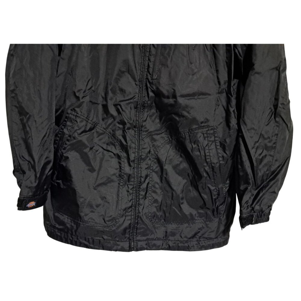 Dickies Mens L Black Ripstop Nylon Packable Hooded Windbreaker Jacket Lightweigh - Picture 6 of 15